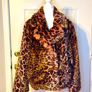 French Connection Womens Leopard Analia Faux Fur | size S |